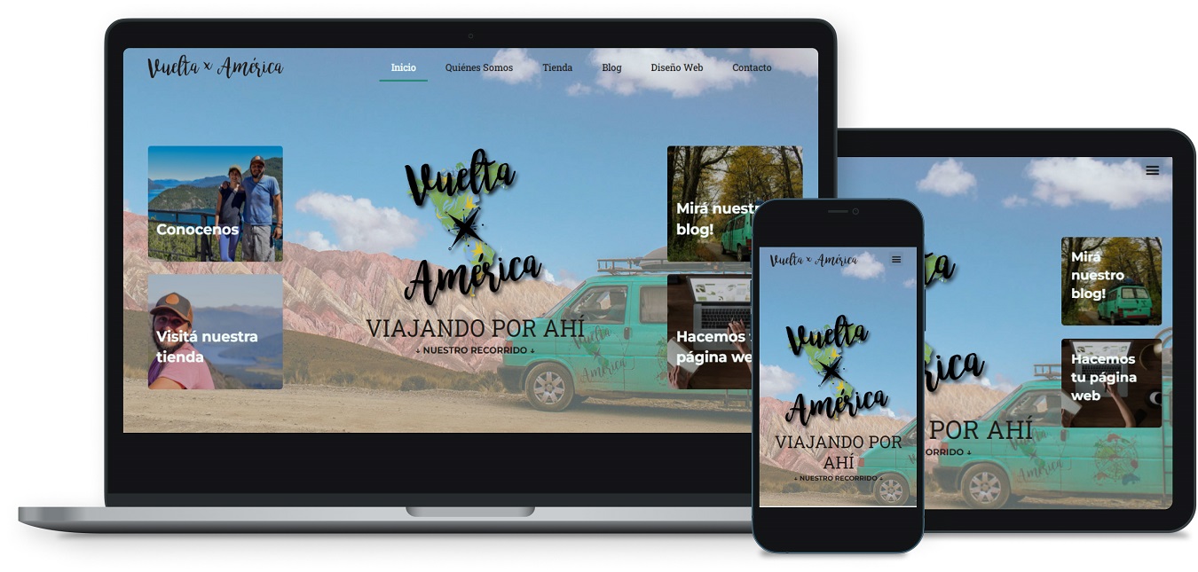 Sitio web Vuelta x America Mock up